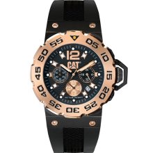 CAT Mens Active Ocean Chronograph Stainless Watch - Black Rubber Strap - Black Dial - D2.163.21.139