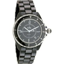 Ceramic Mid-Size Black Dial Watch (Mens or womens Black Ceramic watch)