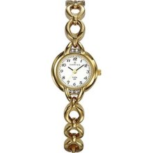 Certus Paris women's gold tone brass white dial crystal design watch
