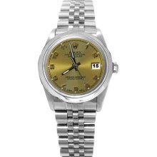 Champagne Arabic dial SS datejust watch Jubilee Rolex date just smooth bezel - Gold - Metal - 6