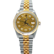 Champagne diamond dial rolex date just watch jubilee bracelet gold & SS - Gold - Gold