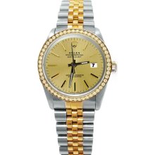 Champagne stick dial rolex diamond bezel date just watch jubilee two tone - Yellow - Gold - 6