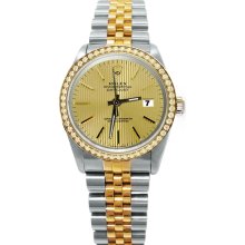 Champagne stick dial rolex diamond bezel date just watch jubilee two tone - Yellow - Metal