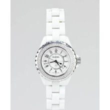 Chanel White J12 Ceramic and Diamonds 33mm Quartz Watch
