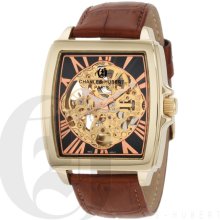 Charles-Hubert Men's Gold-Plated Stainless Steel Skeleton Dial Automatic Watch 3888-A