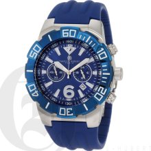Charles-Hubert Men's Stainless Steel Blue Dial Chronograph Watch 3898-E