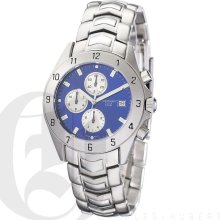 Charles Hubert Premium Mens Blue Dial Stainless Steel Chronograph Watch 3528