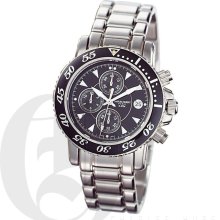Charles Hubert Premium Mens Black Dial Stainless Steel Chronograph Watch 3550-B