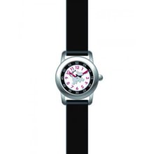 Chipie Girls' Watch Analogue Quartz 5207603 With Black Leather Strap And White Dial