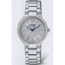 Citizen Eco Drive Firenza Watch With 24 Diamonds & Blue Hands