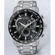 Citizen Eco-drive Silver & Blue Trim Perpetual Chrono A-t Watch