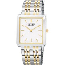 Citizen Eco-drive Stiletto Two-tone White Dial Men's Dress Watch Ar1074-55a