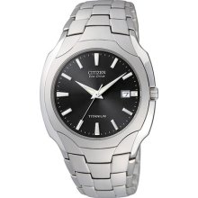 Citizen Eco-drive Titanium Black Dial Date Men's Dress Watch Bm6560-54h