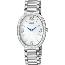 Citizen Ladies Allura Eco-Drive Oval Stainless Steel Case and Bracelet Silver Dial EX1220-59A