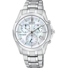 Citizen Ladies Eco-Drive Stainless Steel Case and Bracelet Mother of Pearl Dial Chronograph Date Display FB1158-55D
