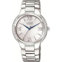 Citizen Ladies Em0170-50a Ciena Ceramic Brand Watch Ss Silver Tone Diamonds