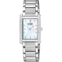 Citizen Ladies Stainless Steel Palidoro Eco-Drive Mother Of Pearl Dial Diamond Accented Bezel EX1130-50D