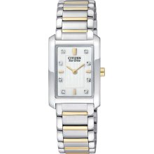 Citizen Ladies Two Tone Stainless Steel Palidoro Eco-Drive Diamond Accented White Dial EX1074-59A