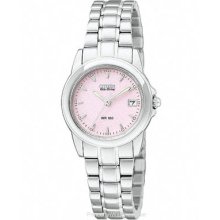 Citizen Ladies WR100 Silhouette - Stainless Steel - Pink Dial - Date EW1620-57X