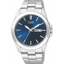 Citizen Men`s Stainless Steel Watch W/Round Blue Dial