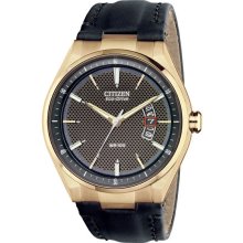 Citizen Men's Drive Gold Tone Stainless Steel Case Gray Dial Leather Strap AW1133-06H