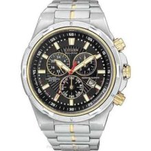 Citizen Mens Eco-Drive Perpetual Calendar Chrono Black Dial Two-Tone A