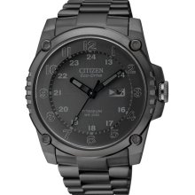 Citizen Mens Eco-Drive Shock Proof Analog Titanium Watch - Black Bracelet - Black Dial - BJ8075-58E