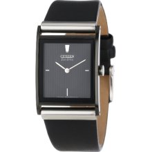 Citizen Men's Eco-Drive Black Ion-Plated Leather Strap Watch #Bl6005-01E