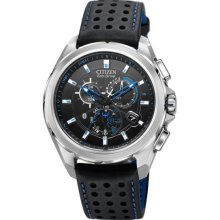 Citizen Men's Proximity Perpetual Calendar Eco-Drive Stainless Steel Case Leather Bracelet Black Dial AT7030-05E