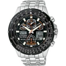 Citizen Skyhawk AT Flight Chrono Large Watch - Black Dial - Stainless Steel Bracelet - JY0000-53E