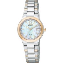 Citizen Womens Eco-Drive Silhouette Sport Stainless Watch - Silver Bracelet - Pearl Dial - EW1676-52D