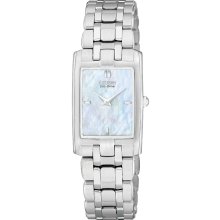 Citizen Womens Eco-Drive Stiletto Stainless Watch - Silver Bracelet - Pearl Dial - EG3180-51D
