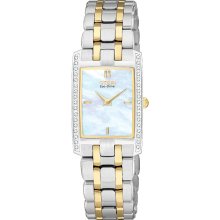 Citizen Womens Eco-Drive Stiletto Diamond Stainless Watch - Silver Bracelet - Pearl Dial - EG3174-53D
