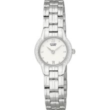 Citizen Womens Silver-Tone Crystal Accent Watch