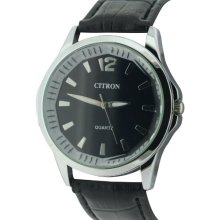 Citron Men's Quartz Watch With Black Dial Analogue Display And Black Plastic Or Pu Strap Asg100/C