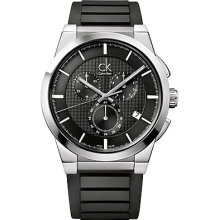 ck Calvin Klein Watch, Mens Swiss Chronograph Dart Black Rubber Strap