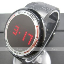Clock Water Digital Led Touch Screen Hours Date Black Rubber Wrist Watch Wx097
