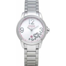Coach Round Classic Heart Stainless Steel Bracelet Womens Watch 14501222