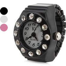 Crystal Women's Diamond Style Alloy Analog Quartz Ring Watch (Assorted Colors)
