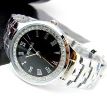Crystals Fashion Mens Ladies Luxury Retro Roman Digital Quartz Wrist Watch