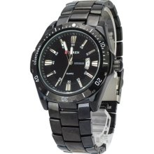CURREN 8110 Casual Men's Watch-Black Band and Dial Water-proof Stainless Steel - Black - Stainless Steel