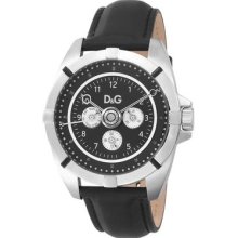 D&g Dolce & Gabbana Mens Chalet Collection Day & Date Black Leather Watch Dw0607
