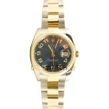 Datejust 116203 Steel & Gold Oyster Band Smooth Blue Dial