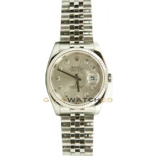 Datejust 116234 Steel Jubilee Fluted Bezel Silver Diamond Dial