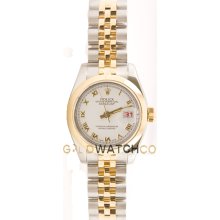 Datejust 179163 Steel Gold Jubilee Band Smooth Bezel White Dial
