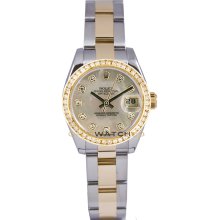 Datejust 179173 Steel Gold Oyster Band MOP Diamond Dial & Bezel