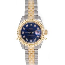 Datejust 179173 Steel Gold Jubilee Blue Diamond Dial & Bezel
