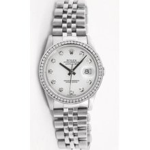 Datejust Custom Added White Diamond Dial & Added Diamond Bezel
