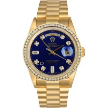 Day Date 18038 Yellow Gold President Blue Diamond Dial & Bezel