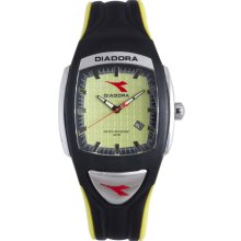 Diadora Yellow Dial Stainless Steel Black Rubber Mens Watch 6124M-10